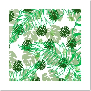 Green Palm Leaf Pattern Posters and Art